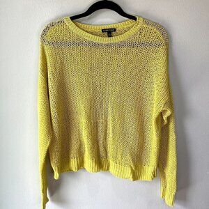 Eileen Fisher Yellow Open Knit Pullover Sweater S